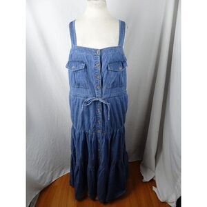 Buffalo David Bitton Women Blue Button Up Jean Dress with Pockets Size XL